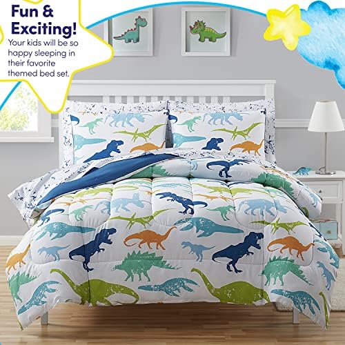 Комплект детско Спално бельо Легло в Торбата за момчета и Момичета, Комплект Чаршаф с Принтом за деца и Юрган, Пълен, с Динозавром