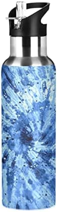 Бутилка за вода Glaphy Вратовръзка Боядисват Blue 32 мл, Бутилка за Вода със Сламен Капак, Изолирано от Неръждаема