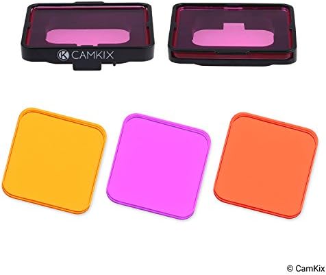 Комплект филтри за гмуркане CamKix, съвместим с GoPro Hero 6 и Hero 5 Black - 3 филтър (1x червен, 1x магента, 1x жълто) - Не за използване с водоустойчив корпус