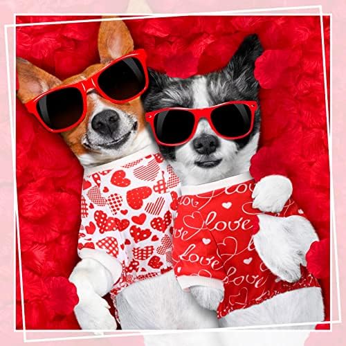 6 Опаковки Пижами за Любителите на Кучета с шарките на Сърцето, Облекло за Кучета, Костюми за Кучета за Малки, Средни и Големи Кученца, Котки, Cosplay в Свети Валентин (Ма