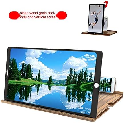 YFQHDD Нов 12-инчов екран с дървесно зърно, хоризонтален и вертикален екран, лупа на екрана на мобилния телефон на двойно предназначение, 3D видеоувеличитель