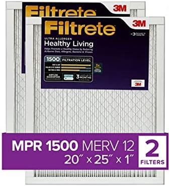 Filtrete 12x12x1, Въздушен филтър за печки ac, Ультрааллерген за здравословен начин на живот, 4 опаковки и 20x25x1, Въздушен филтър за печки ac, MPR 1500, Ультрааллерген за здравослов