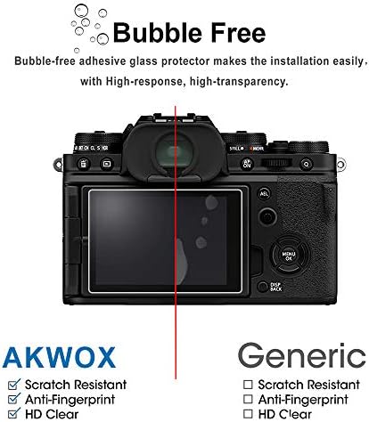 [3 опаковки] Защитно фолио за екран от закалено стъкло, която е съвместима с Fujifilm X-T4 Fuji Film XT4, Akwox [0,3 мм 2.5 D с висока разделителна способност] Защитен капак за LCD дисплей