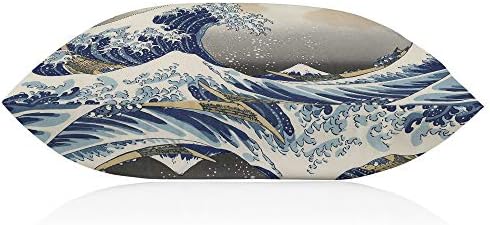 EKOBLA Калъфка Голямата вълна Канагавы Японски Традиционен Ориенталски Модел на Морски Вълни Естествен Декор Лумбална Калъфка