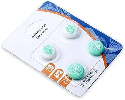 HUAYUWA 4 Опаковки, капачки за улавяне на палеца си под формата на листа за контролер Switch & Switch Lite Joy-Con, Силиконов Калъф, Капачки за Джойстик (зелен и бял)