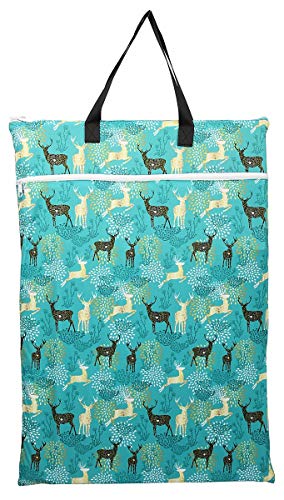 Голяма Подвесная чанта за мокри / сухи Ръкавни Памперси за многократна употреба на Памперси или бельо (Blue Deer)