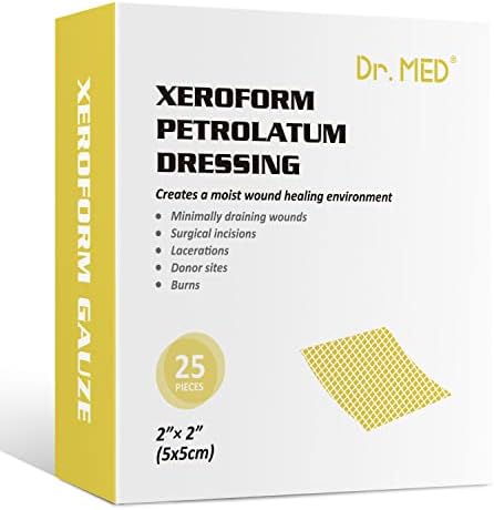 Превръзки помощ на Д-р.Med Xeroform от вазелин, 4 x4-25 бр. / кутия, Не Прилипающие Марля превръзки, за малки изгаряния или Частично изгаряне, Скъсани рани, на Места присаждане