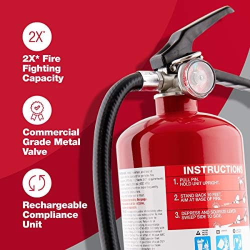 Акумулаторна Пожарогасител First Alert HOME2PRO, Съответстваща на стандартите на UL 2-А: 10-B: C, Червено и EZ, Огнетушащий Аерозолен Спрей, AF400