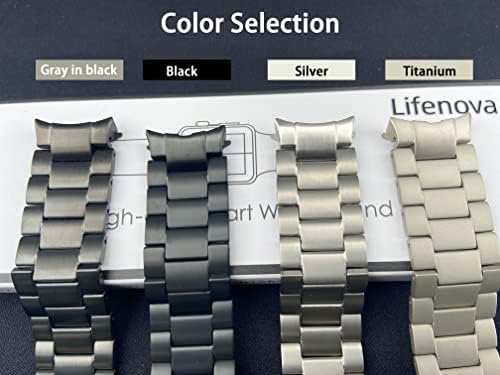 Титан каишка Lifenova за Samsung Galaxy Watch 5 Pro, метална каишка, без разлика, За Galaxy Watch 5 4, 5pro, титан каишка 40 мм 44 мм, 45 мм (сив с черен)