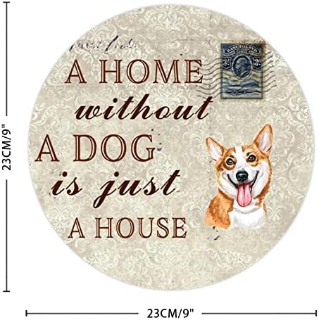 Забавна Метална Лидице Табела с Куче, Къща Без Куче - това е просто Къща, Кръгла Закачалка за домашни Кучета, аксесоари за Врати Закачалка с един Цитат за едно Куче, Н