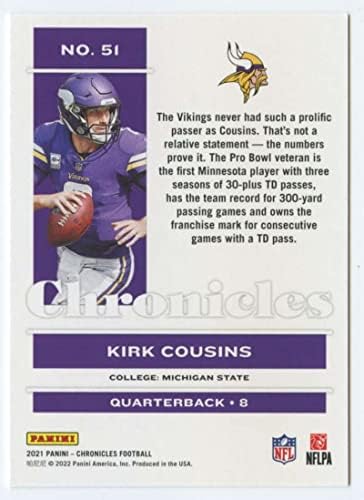 2021 Хрониките на Панини #51 Кърк Братовчеди Минесота Викингс Футболна Търговска картичка NFL