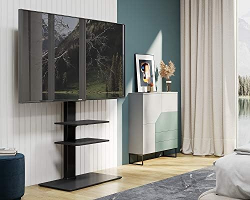 Универсална Завъртане Подова поставка за телевизор FITUEYES с регулируема височина стойки за телевизори с диагонал от 32-65 см 75, стабилна основа от закалено стъкло и Му?