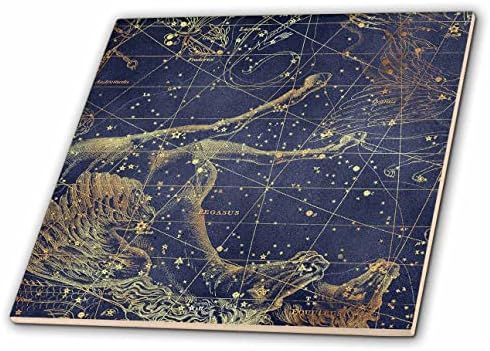 Триизмерна Реколта Звездна карта. Съзвездието Пегас. Лилаво и жълто на цвят - Теракот (ct_353940_1)