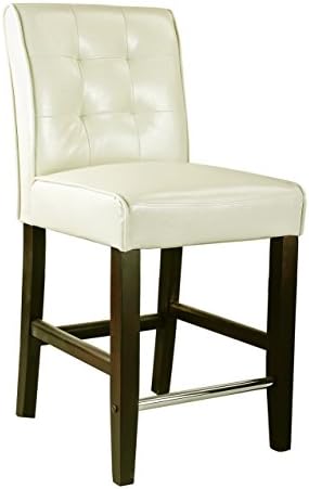 Бар стол CorLiving Antonio височина с багажник, от кремаво-бели ламинирани кожата, 25 инча