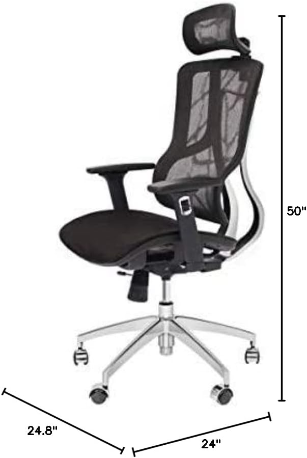 Стол ръководител CangLong с 2D Регулируема облегалката за глава, Ергономичен Офис стол с Мрежесто седалка и Висока облегалка, Работно стол с 3D подлакътник, Мултифункцио
