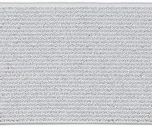 Еластичен колан Dritz с метален модел, 1-3 / 4 x 2 ярд, бял и сребърно