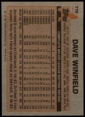1983 Topps 770 Дейв Winfield Ню Йорк Янкис (бейзболна картичка) Ню Йорк / Mount Янкис