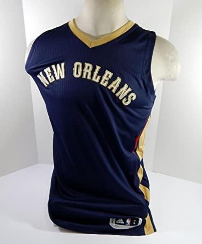 2015-16 Ню Орлиънс Пеликанс са Пуснали Празна тениска Navy Road Adidas L 750 - Използвана от играта НБА