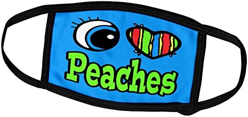 3dRose Bright Eye Сърце I Love Peaches - Обложки за лице (fc_106364_1)