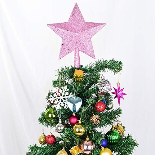 Artiflr 10-Инчов Коледа Коледа в цилиндър, Звездна Коледа в цилиндър с Блестящи Елочными Украса за Вътрешно Начало Декор (Розов)