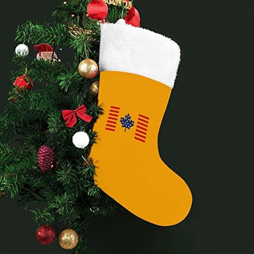Коледни Чорапи с Флага на САЩ и Канада, Червени Кадифени Чорапи с Бял Пакет шоколадови Бонбони, Коледни Украси и Аксесоари за вашето семейно Парти