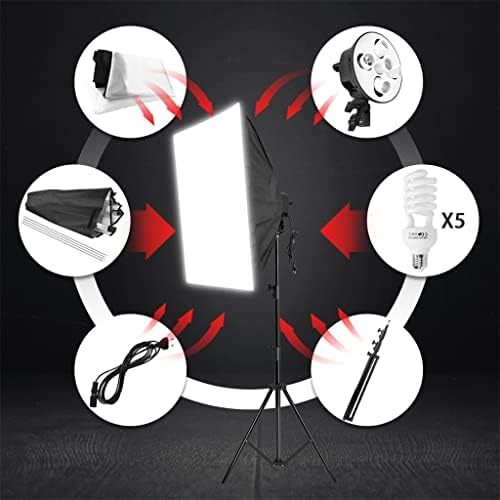 Комплект непрекъснато осветление за Фотография Конзола Софтбокс 45 W 5500 К, Студийная Лампа Дневна светлина, 2x3 m, Фонова Рамка с 4 бр., Фон