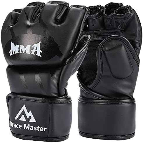 Мъжки и Дамски Ръкавици Brace Master MMA Ръкавици за кикбоксинга с допълнителна подплата, Боксови Ръкавици без пръсти за вдигане на тежести, Муай Тай, Спаррингов и Боксова