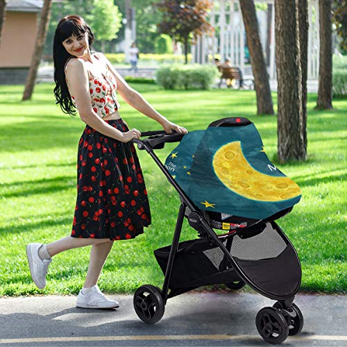 Акварелни Седалките за детски столчета за автомобил с изображението на Луната и Звездите -Унисекс чанта за Носене За детско столче за кола, Калъф за столче за хране