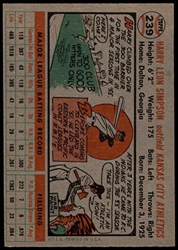 1956 Бейзболна серия Topps 239 Хари Симпсън Tough Отличен (5 от 10) за версия Mickeys Cards