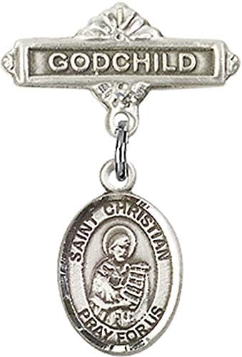 Детски икона Jewels Мания за талисман на Св. Кристиан на Демостен и игла за икона Кръщелник | Детски икона от Сребро