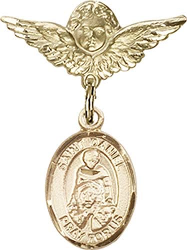 Детски икона Jewels Мания за талисман на Свети пророк Даниил и пин Ангел с крила | Детски иконата със златен пълнеж