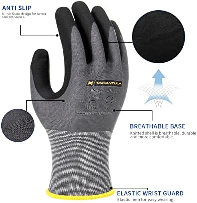 Предпазни работни ръкавици Tarantula с общо предназначение, Безшевните Потници Дишащи Найлонови ръкавици с Нитриловым покритие и Черна Микропеной