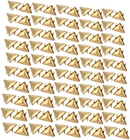 X-DREE 100шт 12 мм Хартия във формата на триъгълник Златисто кафяво за scrapbooking САМ Занаятите (100 броя 12 мм triángulo en forma de papel dorado Brad para за Scrapbooking САМ Занаятите