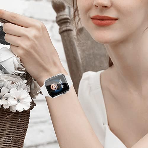 Калъф Nxtudy за Apple Watch SE 2022 Series 6 5 4 SE 2019 със защитно фолио за дисплея, 2 опаковки, твърди броня от КОМПЮТЪР, Лъскав калъф с кристалалми и кристали за iWatch 40 мм, дамски аксес?