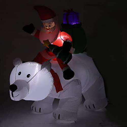 Asixxsix Украса във формата на Мече Дядо Коледа, Led Светещо Коледно Надуваема Играчка Дядо Коледа, Езда На Медведе с