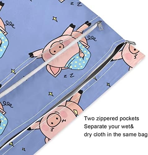 Kigai Смешни Sleep Pig на 2 бр. Ръкавни Чанта за Влажни Сушене на Пелени с Дръжки и Джобове, Водоустойчив Многократна употреба