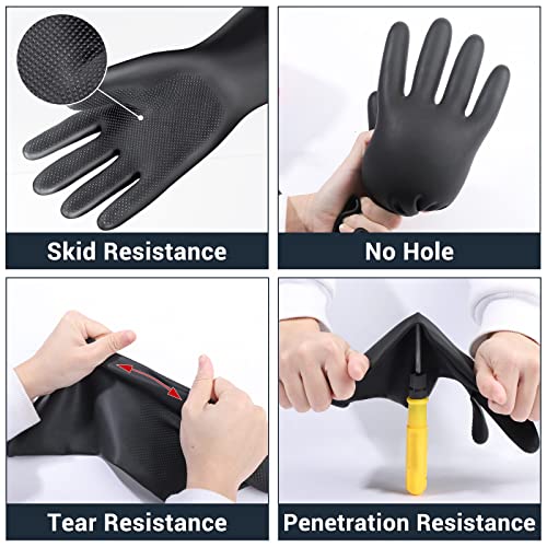 Ръкавици ENPOINT от дебелото химически устойчива гума, 3 Чифта 18-инчови Черни Предпазни работни ръкавици, Непромокаеми Ръкавици за почистване, Устойчиви на въздействи