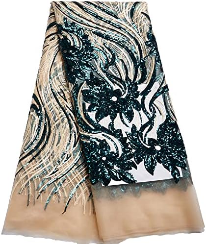 SJD ЛЕЙСИ африканска лейси кърпа 5 ярда, френска лейси плат с бродерия на цветя, расшитая пайети, нигерийски тюлевое дантела за шивашки на сватбена рокля