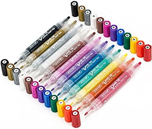 Акрилни писалка за рисуване ZEYAR с две топчета, Средната върха и ултра Тънък връх, Акрил и Водоустойчиви мастила на водна основа, различни цветове (6 Черни цветове)