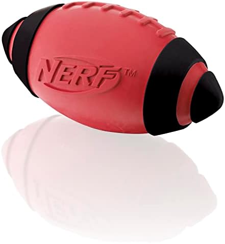 Гумена играчка за кучета Nerf Dog Футболна топка с интерактивна пищалкой, Лек, Издръжлив и Водоустойчив, Диаметър 5 сантиметра за средни и Големи породи, едно Парче, Чер