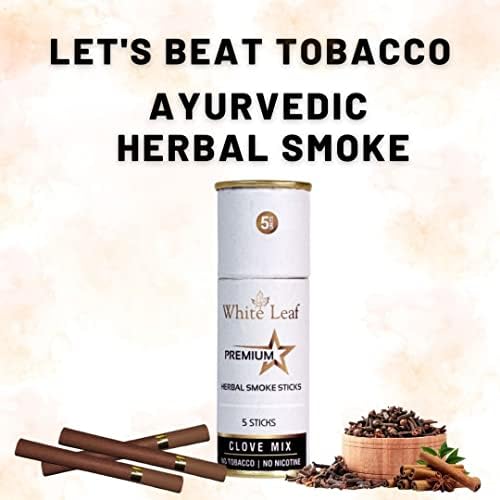 Цигари White Leaf Premium Herbal Smokes - Без тютюн и никотин (смес от карамфил, 10 опаковки от 50 броя, порция -1) - Помагат