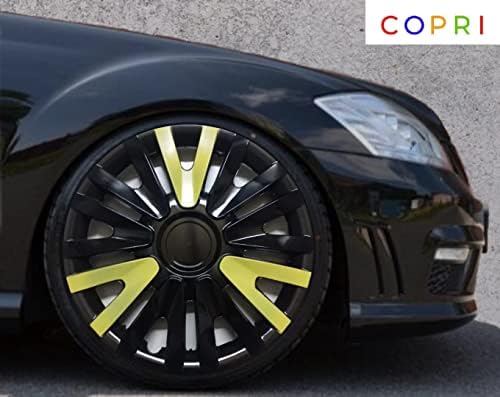 Комплект Copri от 4 Джанти накладки 13 инчов Черно-Жълт цвят с защелкивающимся Капак, Подходящи за Mercedes