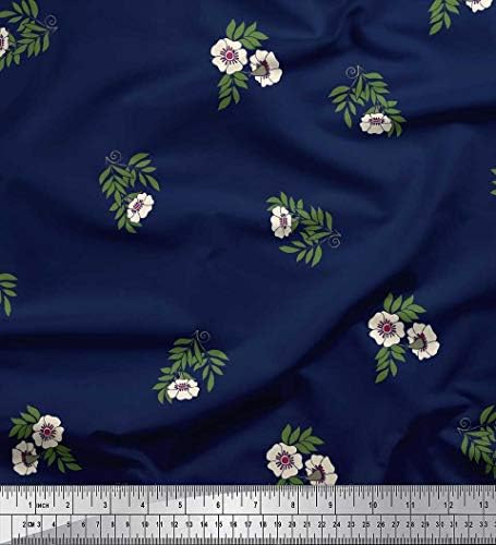 Плат от futon джърси Soimoi, плат с листа и цветя художествен принтом ширина 58 см