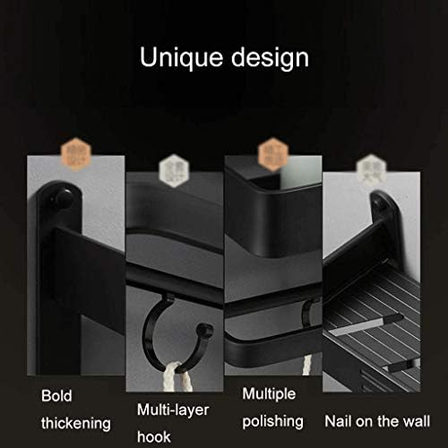 XJJZS Закачалка за хавлии за баня Монтиране на стена, Матово Черен цвят от Неръждаема стомана SUS 304 (Размер: 40 19 на 13 см (Размер: 60 см)