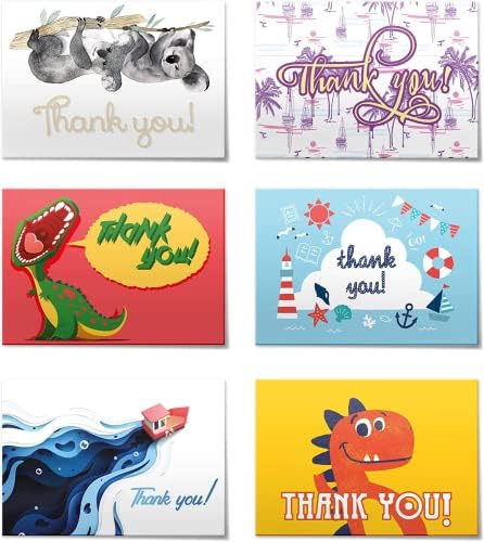 MDMprint (24 бр.) Набор от пощенски картички с благодарност, Включва Празни пощенски картички и пликове със стикери,