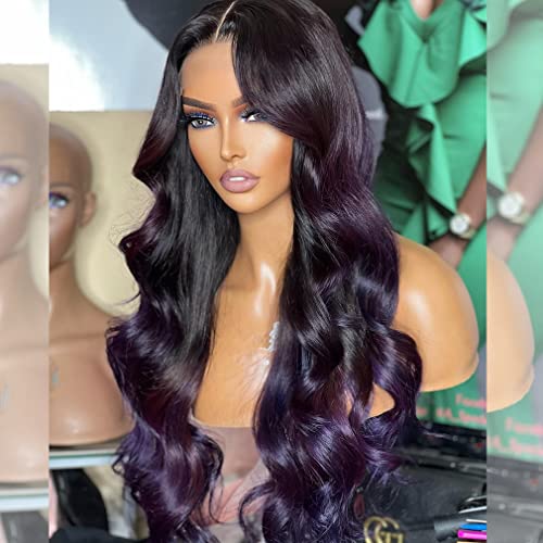 Тъмно-Виолетов Цвят, Обемна вълна, стил, Прозрачни Перуки на Дантели HD за черни жени, бразилски Перука От Човешка Коса 180% Плътност, предварително выщипанный по лини?
