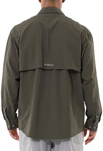 Мъжки Треккинговые Ризи BALEAF с дълъг ръкав Копчета За Риболов, Лека Солнцезащитная Риза UPF 50 + UV, Найлон Бързосъхнеща