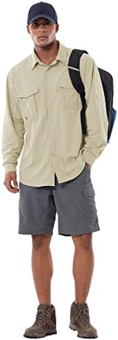 Мъжки Треккинговые Ризи BALEAF с дълъг ръкав Копчета За Риболов, Лека Солнцезащитная Риза UPF 50 + UV, Найлон Бързосъхнеща