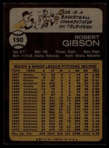 1973 Topps # 190 Боб Гибсън Сейнт Луис Кардиналс (Бейзболна картичка) БИВШ Кардиналс