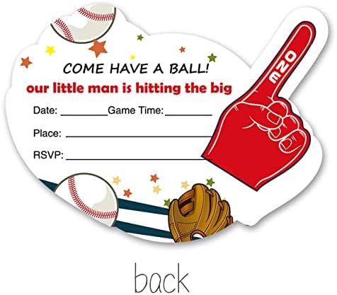Покани за парти в стил Бейзбол за рожден Ден под формата на Използваеми Покани Комплект от 15 с Конвертами Бейзболни Покани на 1-ви Рожден Ден Картички За Празнични П